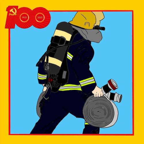 消防员一家三口卡通头像图片下载