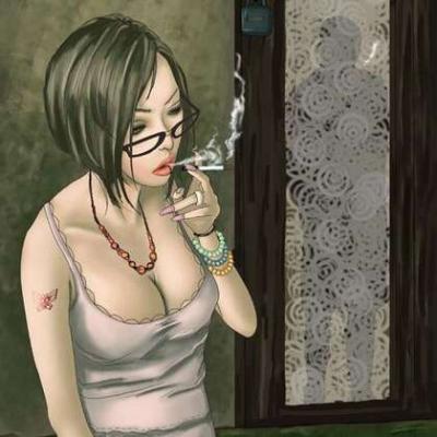 女人叼着一根烟的动漫头像