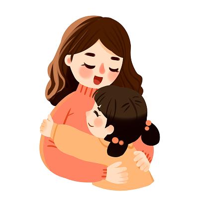 妈妈抱孩子卡通唯美微信头像