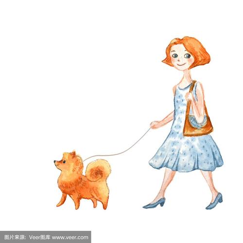 微信头像一个女孩牵着一条狗