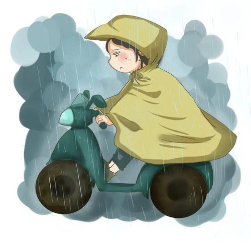 大雨中的男人头像卡通图片