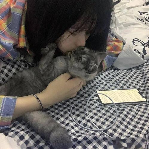 一个女生抱着一个小猫的头像