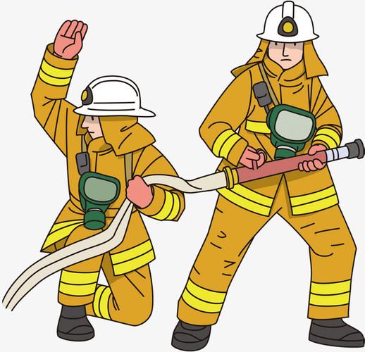 消防员一家四口卡通头像一儿一女