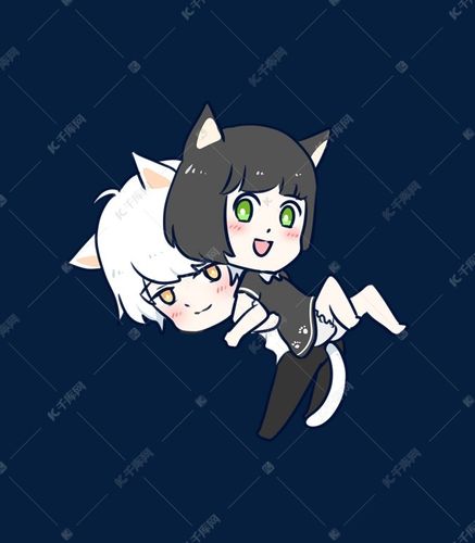 白猫抱着黑猫情侣头像