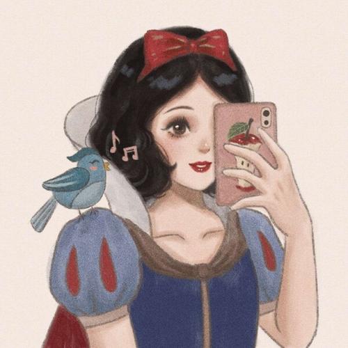 迪士尼公主对镜拍照头像