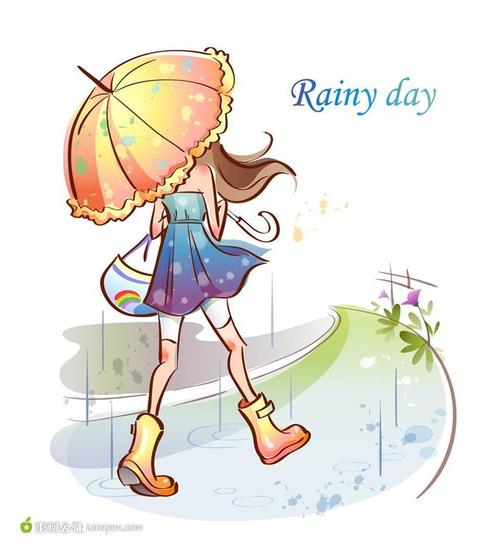 下雨撑伞的动画头像
