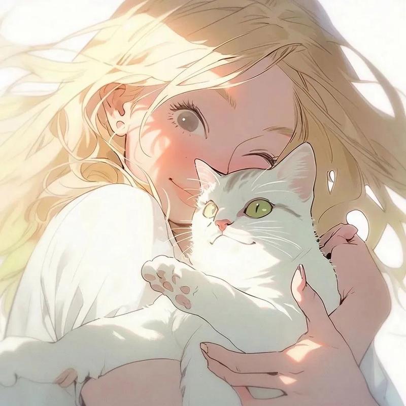 抱猫的女生头像动漫猫咪