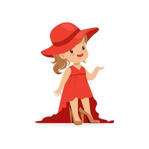 红色礼服卡通女生头像