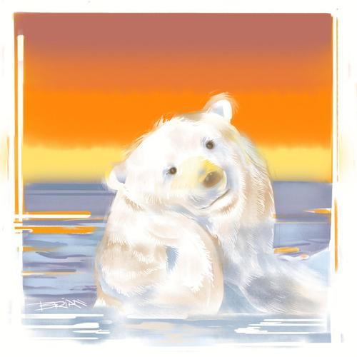北极熊带水桶头像