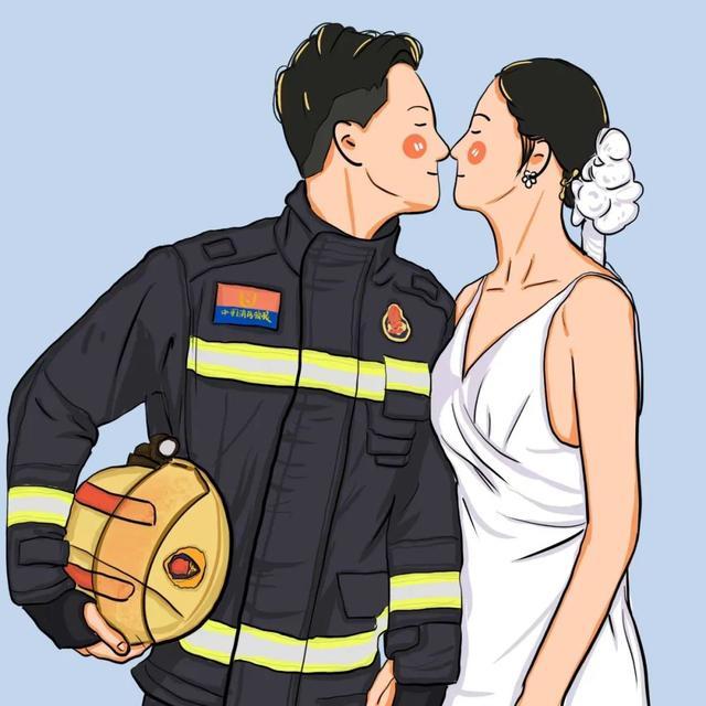 消防情侣头像消防员