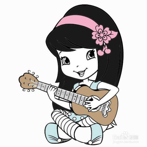 女生黑白头像弹吉他