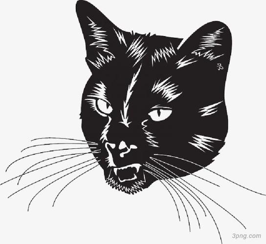 黑猫动漫头像素描