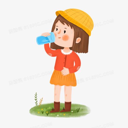 女生喝水的漫画头像