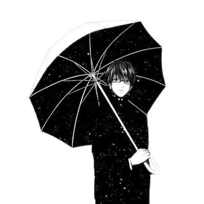 男生黑色雨伞头像
