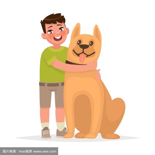 男孩抱狗的动漫头像