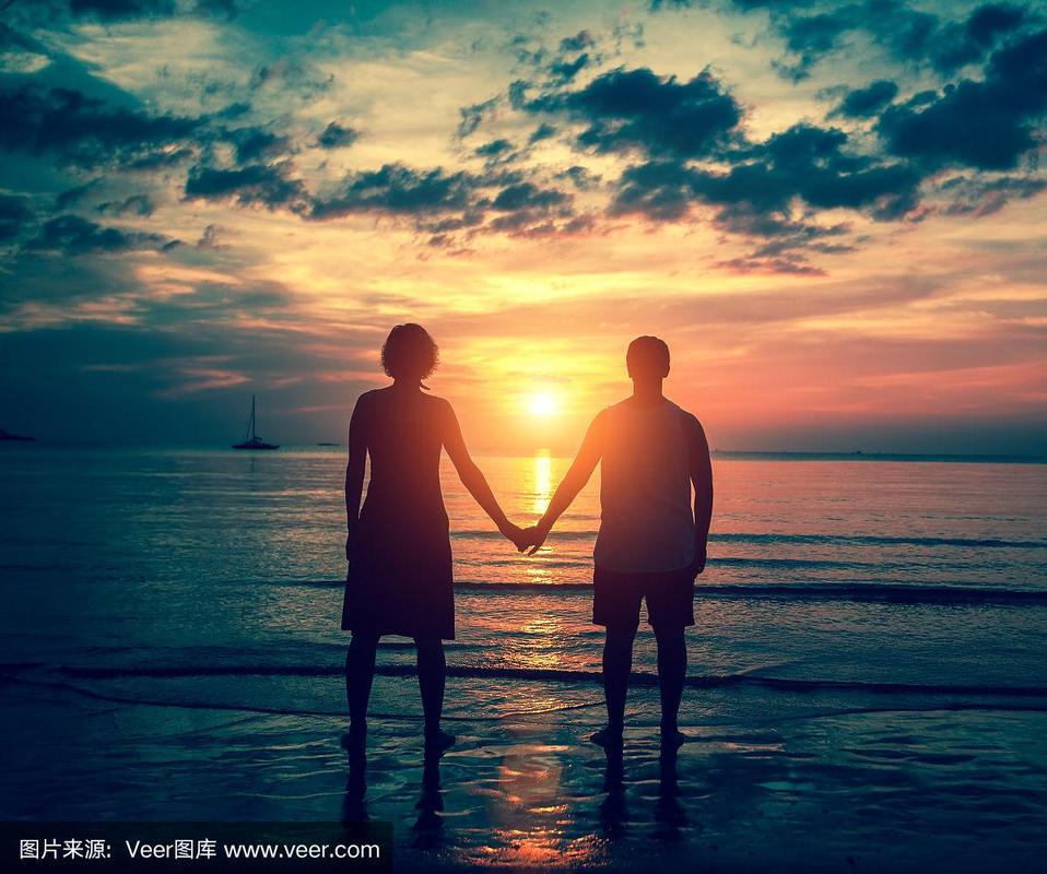 情侣海边看日落头像照片