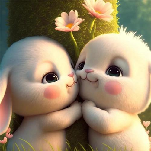 小白兔可爱情侣头像