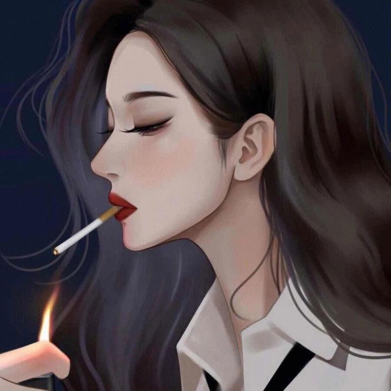 抽烟的女性头像