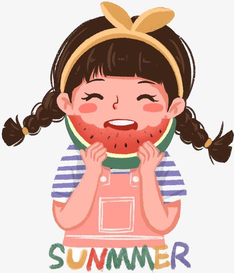 小女孩吃西瓜头像图片可爱