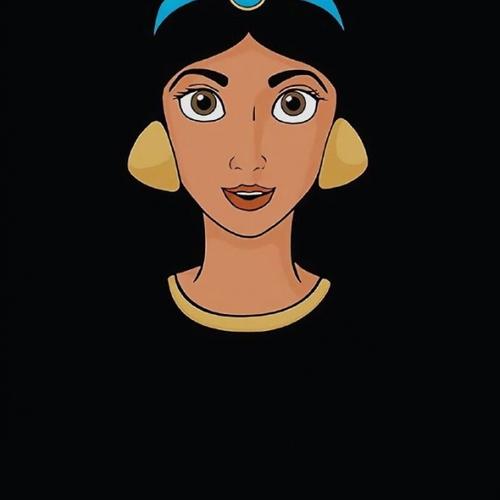 迪士尼公主手绘头像黑色侧脸