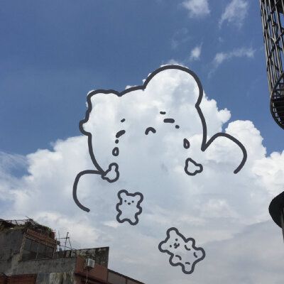 手绘头像云朵图片男孩