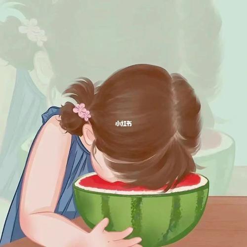 情侣头像一个小孩吃西瓜