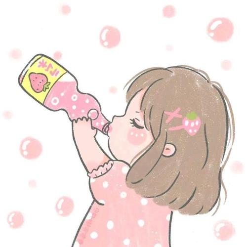 一个女孩喝可乐的头像卡通