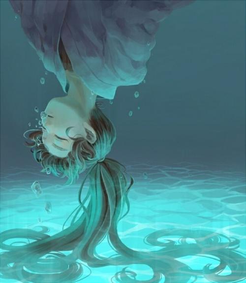 动漫女生沉在水里的头像