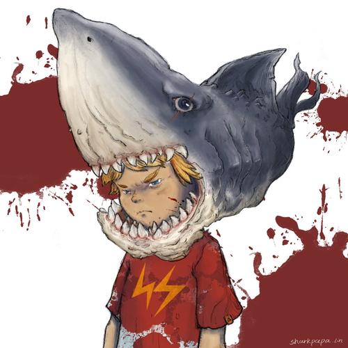 可爱卡通男生鲨鱼似人头像