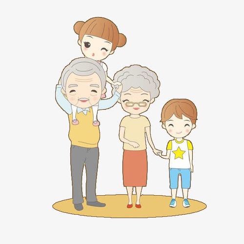 爷爷奶奶和孙女和爸爸的卡通头像