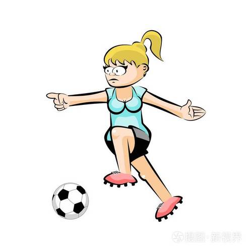 卡通女头像足球