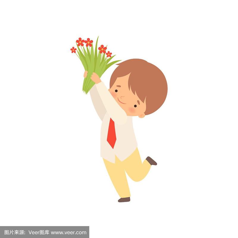 动漫小男孩扛着花的头像