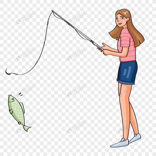 一个女孩钓一条鱼的头像