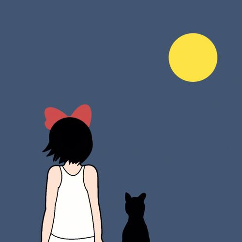 抱着猫咪的女生背影头像卡通