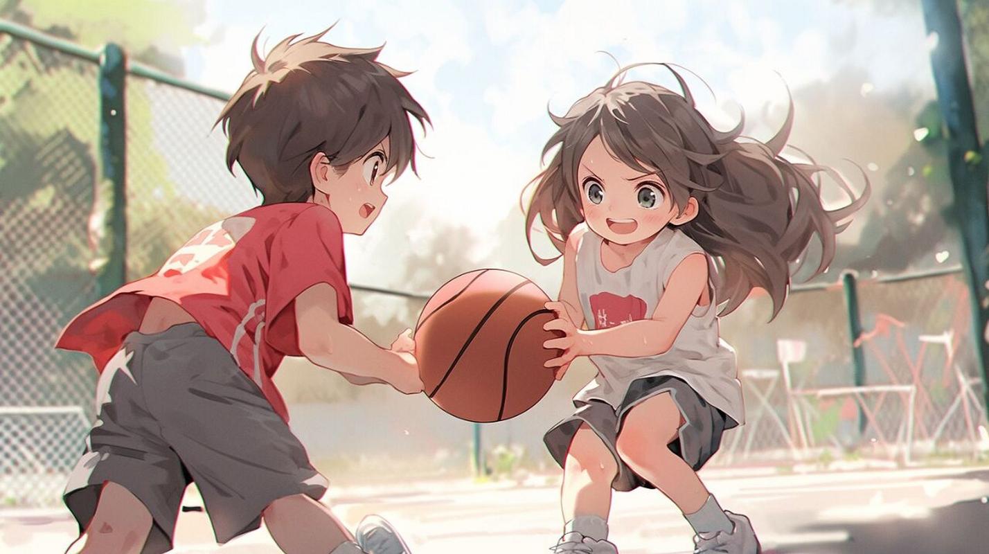 打篮球的情侣头像一男一女小孩