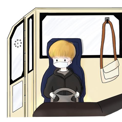 男生头像在公交车上