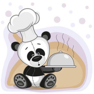 熊猫厨师头像白色底