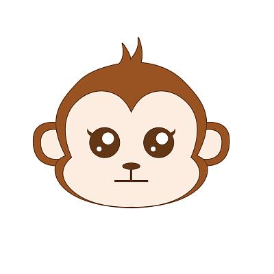 线条q版猴子图案头像