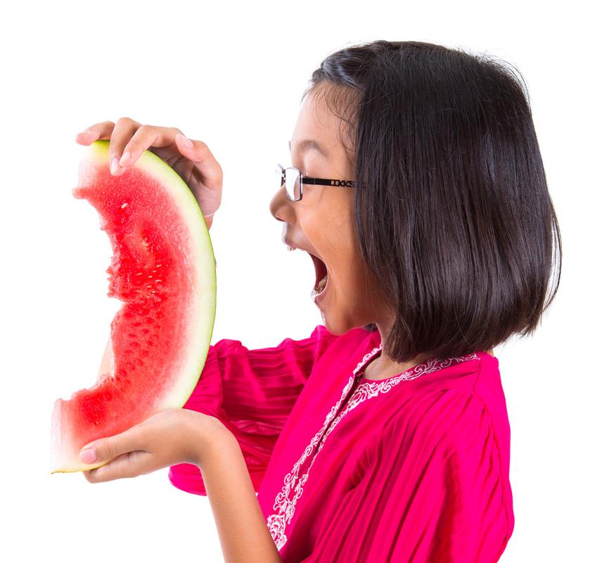小女孩吃西瓜头像图片真人女生