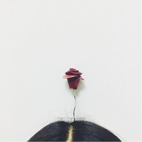 女生拿一朵玫瑰花的头像含义