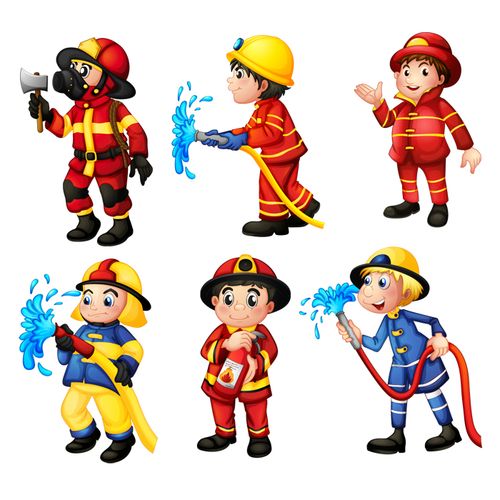 一家五口消防员卡通头像