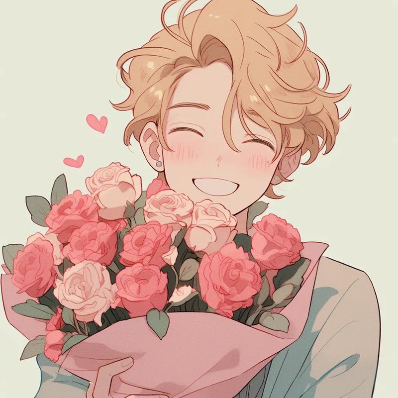 情侣头像一个男生拿着玫瑰花