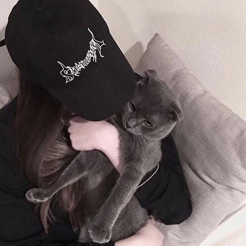 女生头像戴帽子抱猫