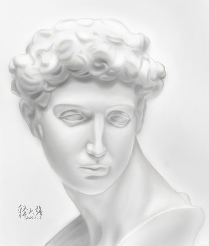 大卫雕塑头像素描