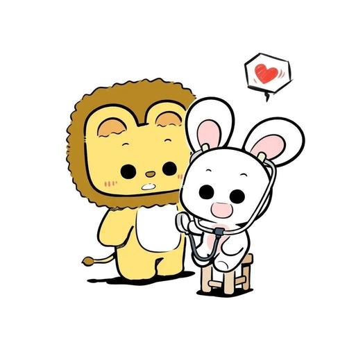 狮子和兔子的情侣头像
