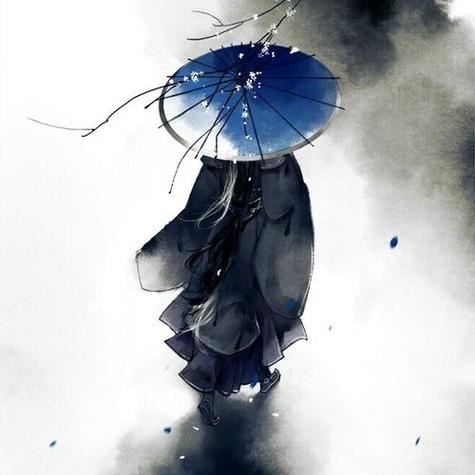 男生雨天撑伞仰望天空头像