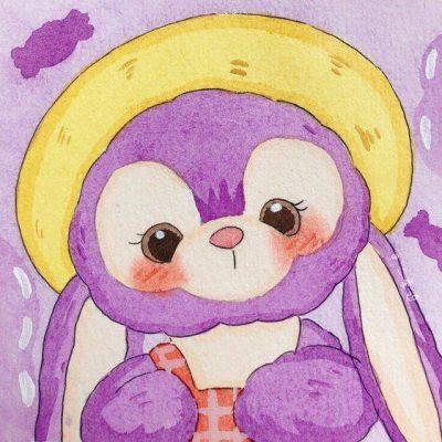 可爱紫色兔子头像微信动漫