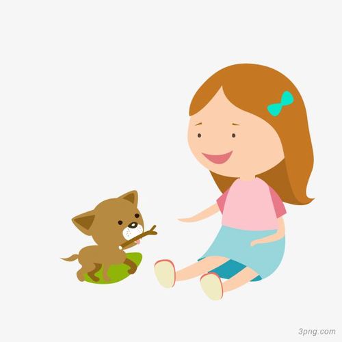 女孩和狗狗的插画头像卡通手绘