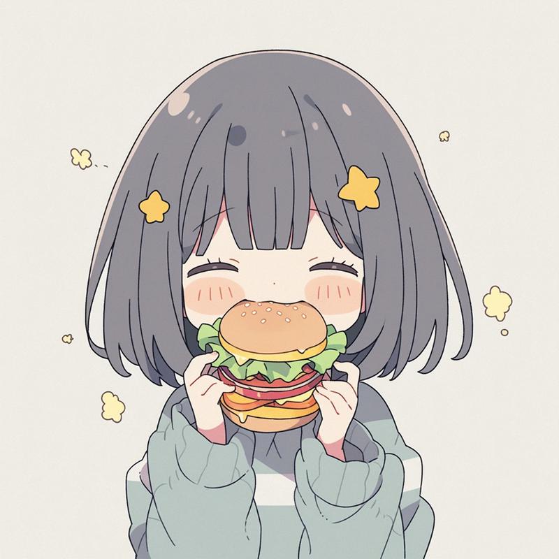 吃汉堡的女生头像