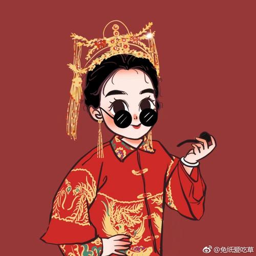 中式红色手绘头像